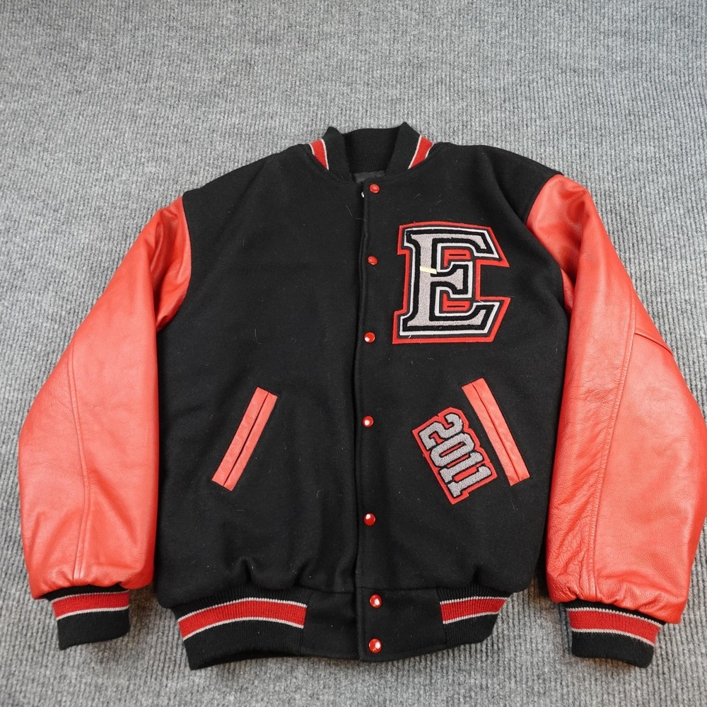 Eaglecrest Jacket Mens Large Black Varsity Letterman High School 2011 Maverick